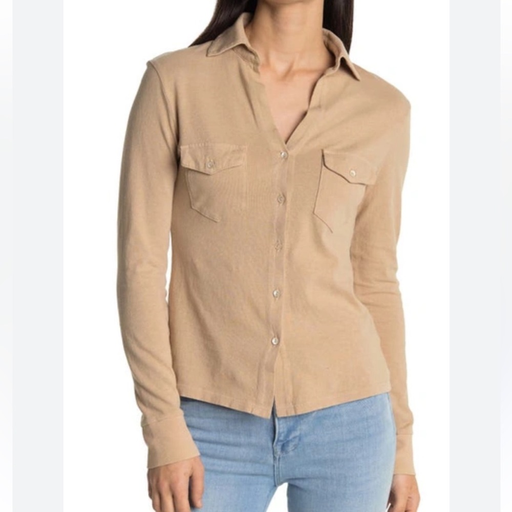 Nili Lotan Beige Button-Down Shirt